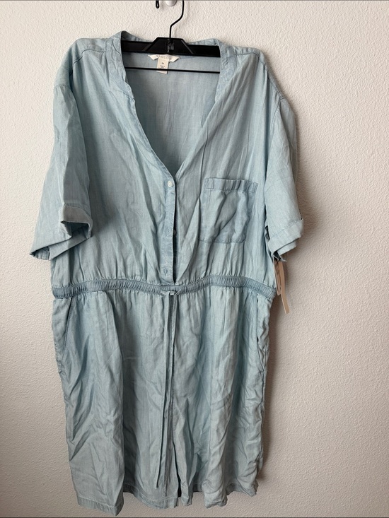 Caslon Pants - Caslon Light Blue Button-Front Drawstring romper